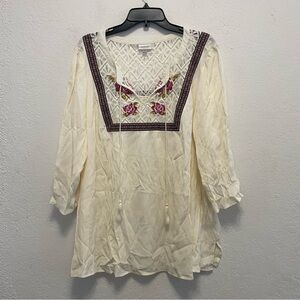 Avenue Blouse Size 22/24 Paisley Embroider Tassel Boho Tunic Top